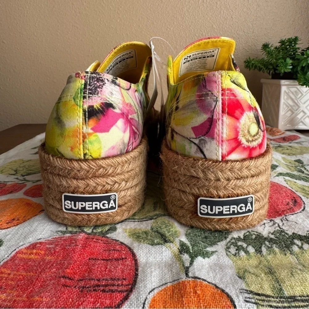 Superga NWT floral platform espadrille shoes size 36